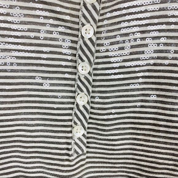 J. CREW Sequined Striped Button-Up Tank Top, - Picture 3 of 4